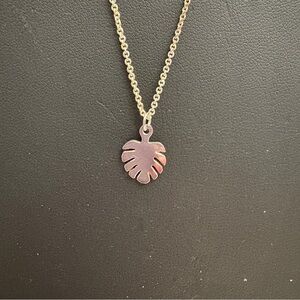 Misha Hawaii Silver Necklace with Leaf Pendant